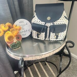 Tory Burch Navy and White Backpack